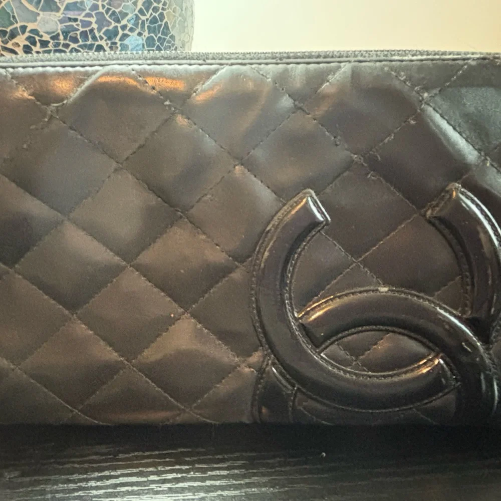Authentic Chanel Cambon Ligne Quilted Organizer Wallet – Black/Fuchsia